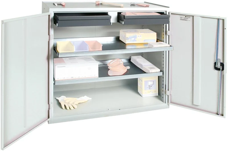 Armoire à outils STUMPF, L 1000 x P 500 x H 1000 mm RAL 7035, 2 tiroirs, 2 plateaux