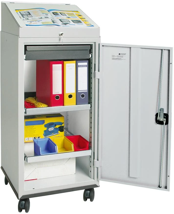 Caisson de bureau STUMPF, L500 x P500 x H1310 mm RAL7035, 1 tiroir, 2 plateaux