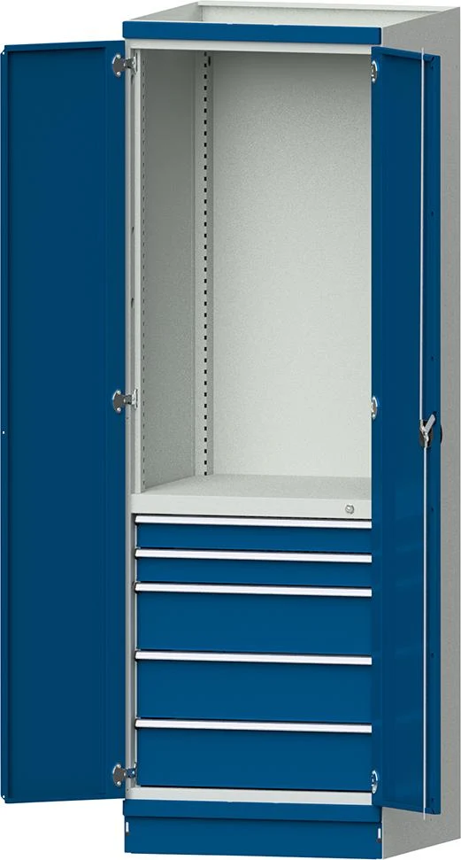 Armoire modulaire ANKE, modèle 2410 L715xP720xH2200mm RAL 7035/5012 avec portes 5 tiroirs