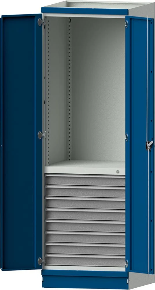 Boîtier vide ANKE, Modèle 101 B715xT720xH2200mm RAL 7035/5012 avec portes bloc-tiroirs NH 720mm