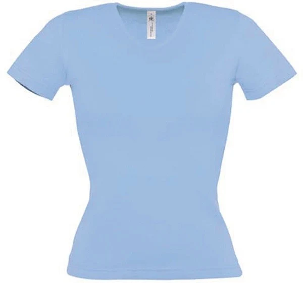 Tee Shirt de Travail Femme Col V Bleu Ciel - TOPTEX