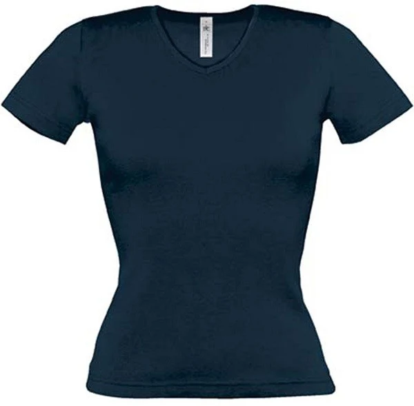 Tee Shirt de Travail Femme Col V Bleu Marine - TOPTEX