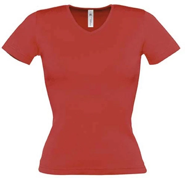 Tee-Shirt de Travail Femme Col V Rouge - TOPTEX