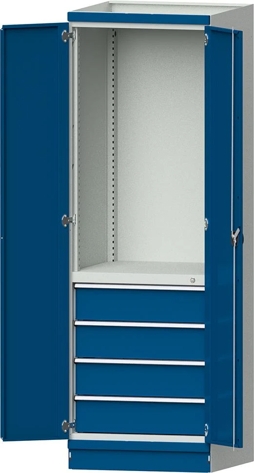 Armoire modulaire ANKE, modèle 2409 L715xP720xH2200mm RAL 7035/5012 avec portes 4 tiroirs