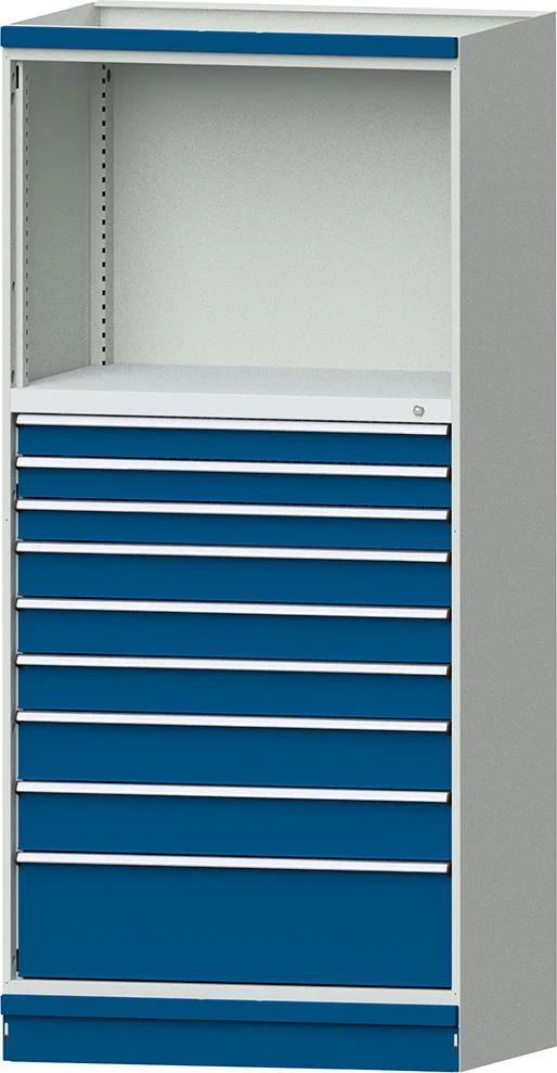 Armoire modulaire ANKE, modèle 4006 B1015xP720xH2200mm RAL 7035/5012 9 tiroirs