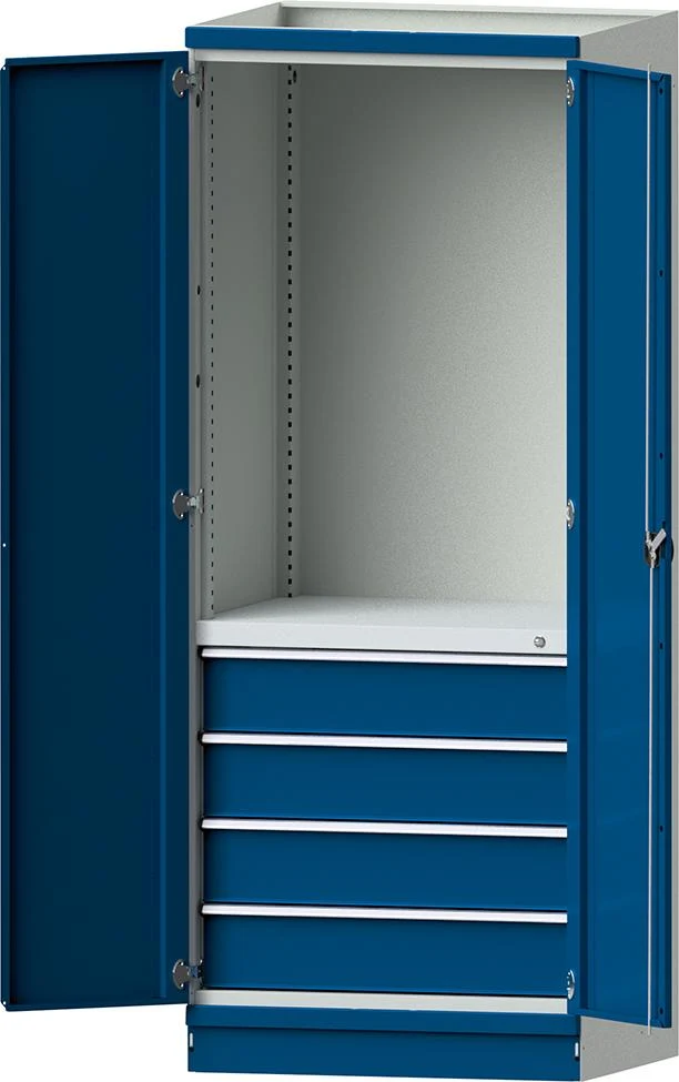 Armoire modulaire ANKE, modèle 2409 L865xP720xH2200mm RAL 7035/5012 avec portes 4 tiroirs