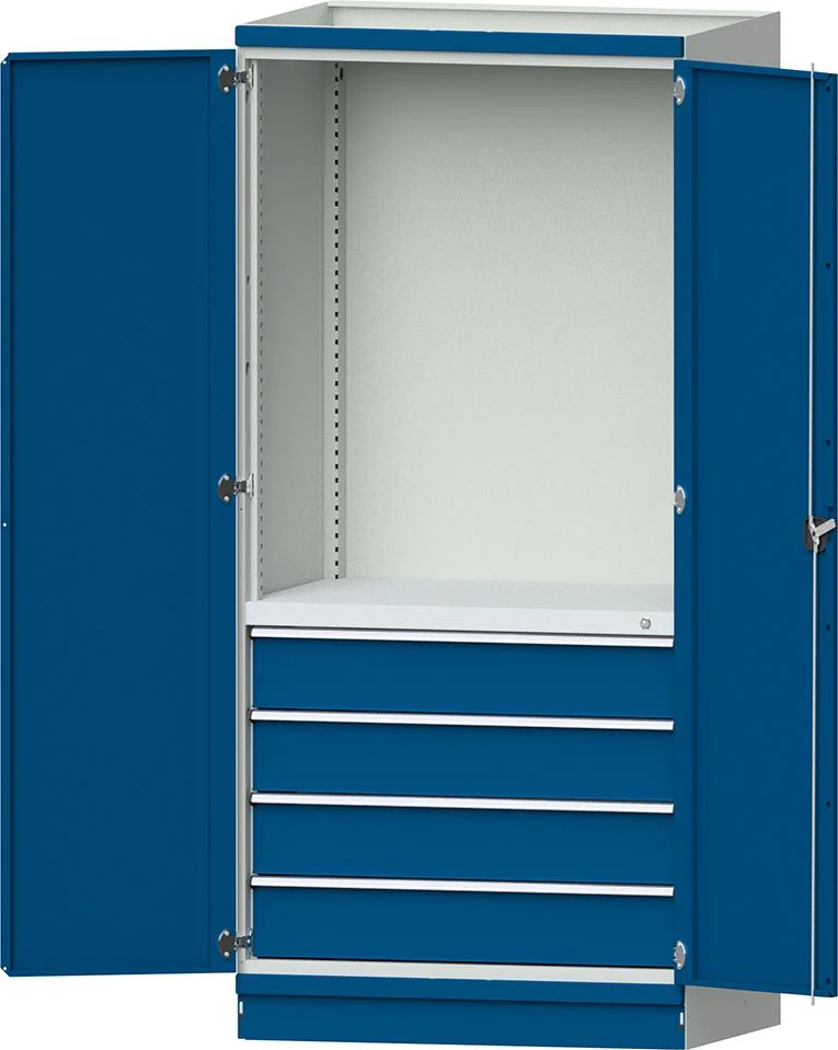 Armoire modulaire ANKE, modèle 2409 L1015xP720xH2200mm RAL 7035/5012 avec portes 4 tiroirs