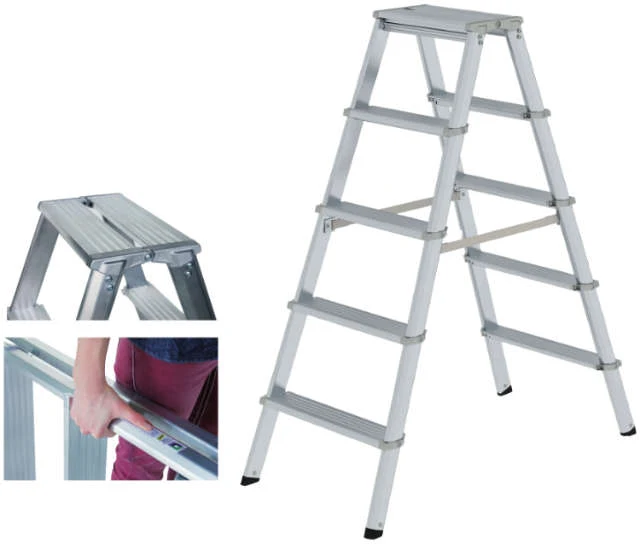 Échelle en aluminium MUNK, ML 2x3 marches Hauteur totale 0,69 m Hauteur de travail jusqu'à 2,25 m