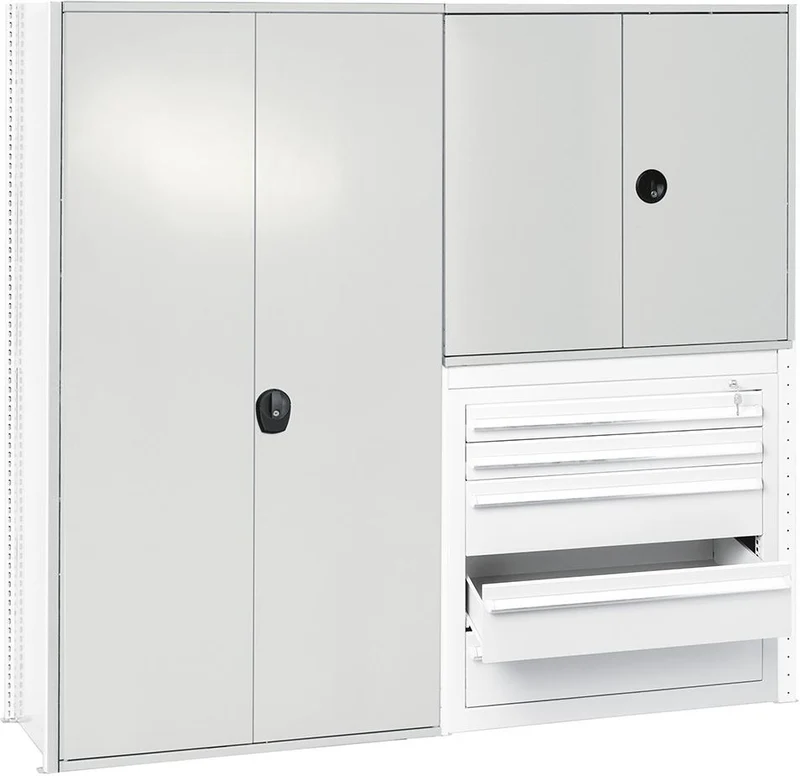 Porte battante SCHULTE LAGERTECHNIK, L1000xH1000 mm RAL 7035, s'ouvrant par clé