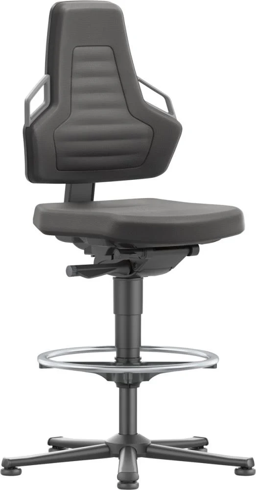 BIMOS, chaise de bureau Bimos Nexxit 3, poignée grise, hauteur d'assise 570-820 mm, Supertec noir, repose-pieds