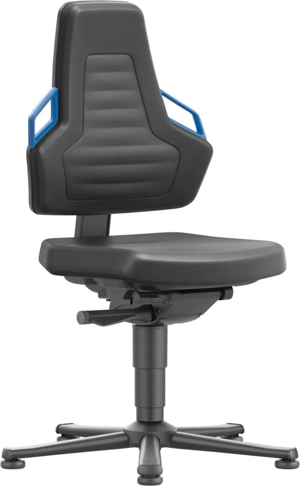BIMOS, Chaise de travail Bimos Nexxit 1 poignée bleue hauteur d'assise 450-600 mm noir intégré, avec patins