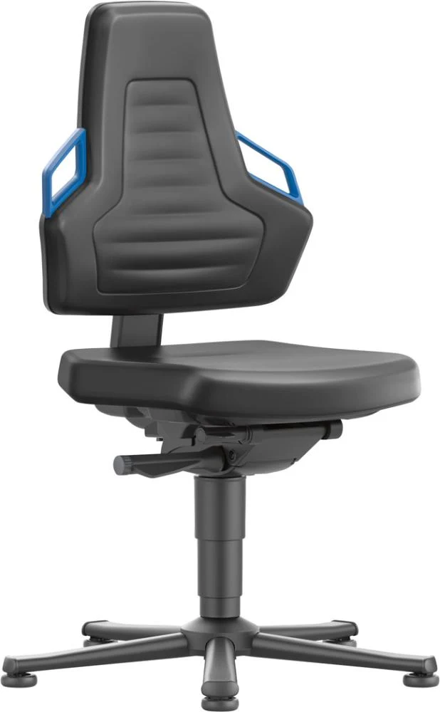 BIMOS, Chaise de travail Bimos Nexxit 1 poignée bleue hauteur d'assise 450-600 mm plastique noir, avec patins