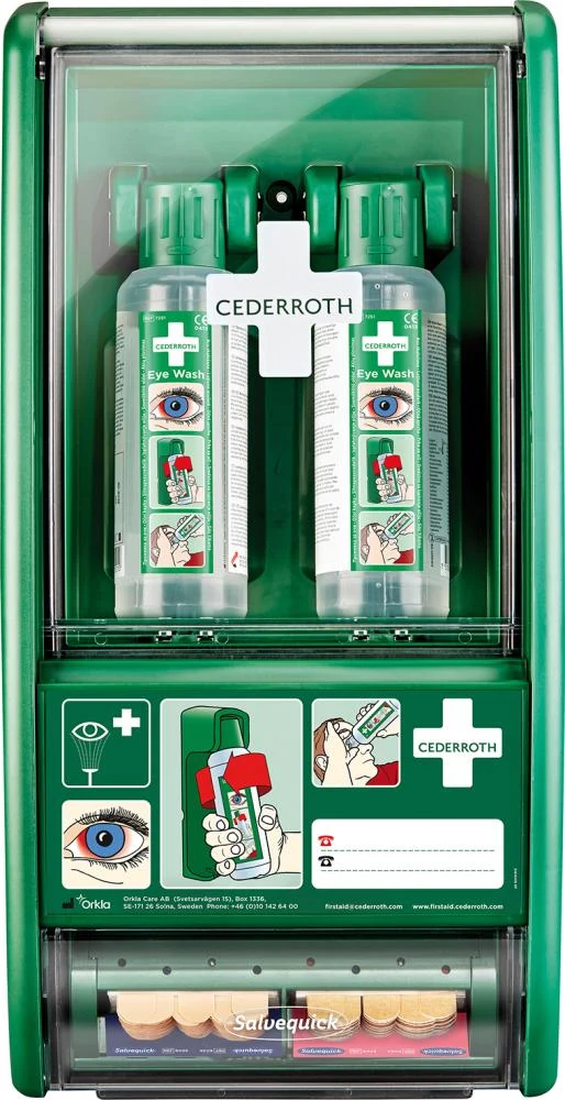Station de lavage oculaire, CEDERROTH, avec 2 bouteilles de 500 ml