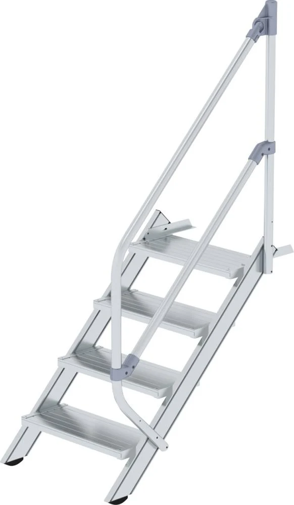 Escalier en aluminium MUNK, 45 degrés 4 marches L 600 mm hauteur libre 830 mm débordement 1058 mm