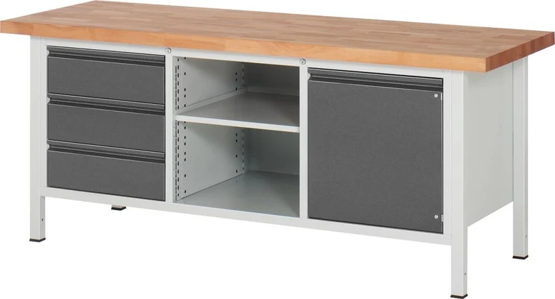 Établi RAU, Série Basic 8 Modèle 8563-2 B2000xT700xH840mm RAL7035/7016