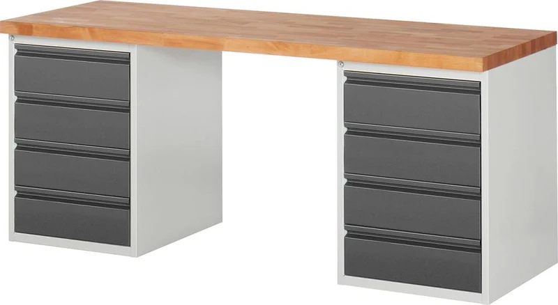 Établi RAU, Série Basic 7 Modèle 7509-3 B2000xT700xH840mm RAL7035/7016
