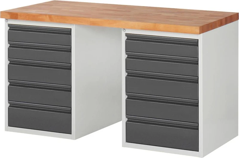 Établi RAU, Série Basic 7 Modèle 7513-3 B1500xT700xH840mm RAL7035/7016