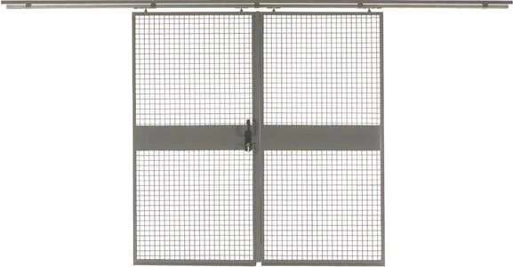 Porte coulissante NEUTRE, système de cloisonnement Vario B1800xH2550 mm RAL 7037 Grillage métallique