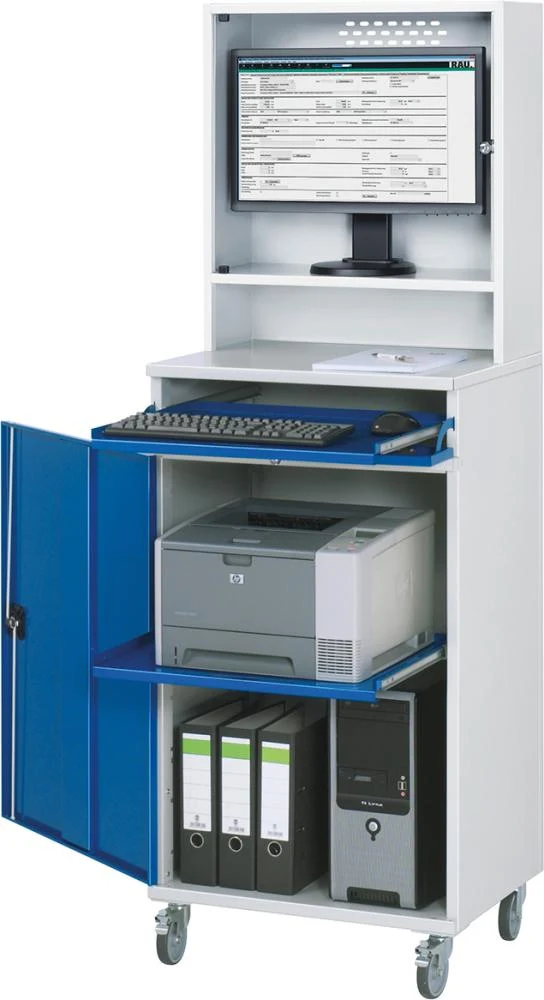 Armoire informatique RAU, L650xP520xH1895 mm RAL 7035/5010 boîtier mobile avec porte