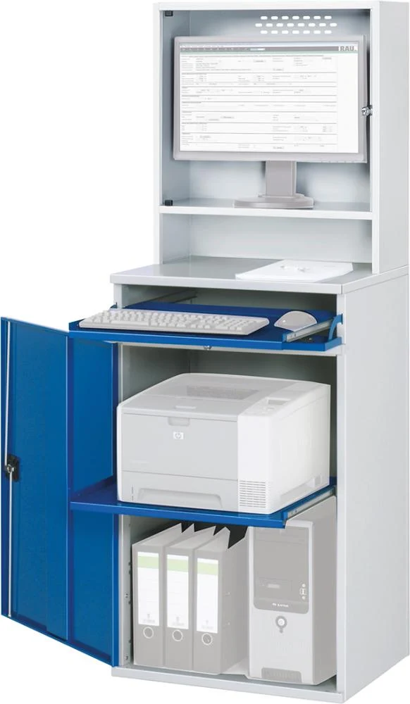 Armoire informatique RAU, L650xP520xH1770 mm RAL 7035/5010 boîtier fixe avec porte