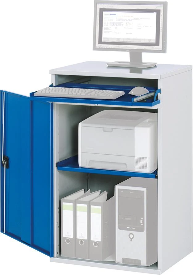 Armoire informatique RAU, L650xP520xH1060 mm RAL 7035/5010 stationnaire sans boîtier pour moniteur
