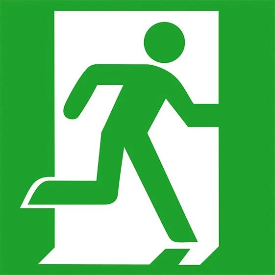 Panneau de sortie de secours NEUTRE, Alu L150xH150 mm Sortie de secours à droite photoluminescent