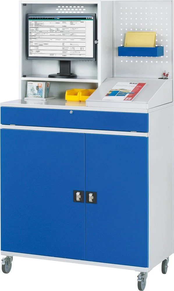 Armoire informatique RAU, L1100xP520xH1895 mm RAL 7035/5010 boîtier mobile avec porte