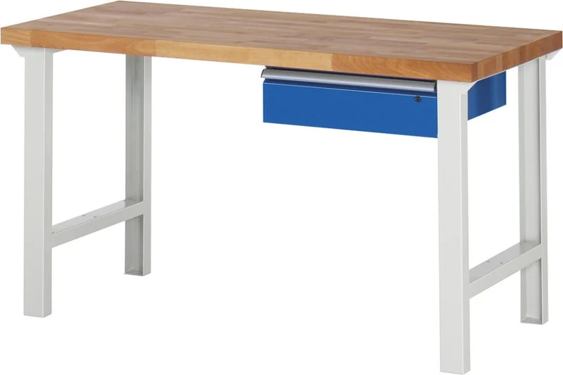 Établi RAU, Basic B1500xP700xH840mm RAL 7035/5010 BMP: 40mm 1 tiroir