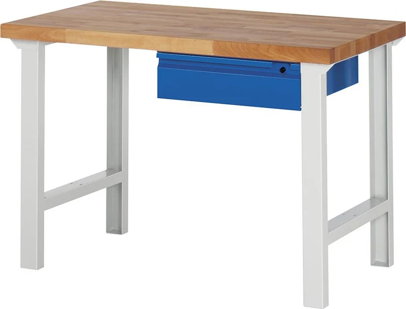 Établi RAU, Basic B1250xP700xH840mm RAL 7035/5010 BMP: 40mm 1 tiroir