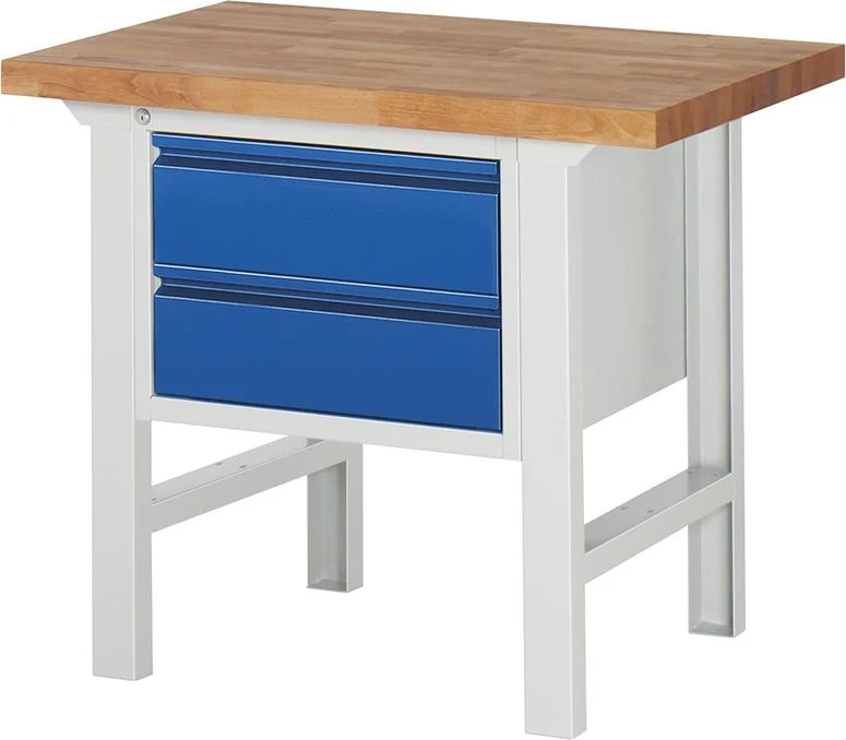 Établi RAU, Basic B1000xT700xH840mm RAL 7035/5010 BMP: 40mm 2 tiroirs