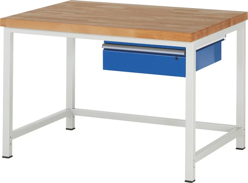 Établi RAU, L1250xP900mm avec 1 tiroir 150, gris/bleu