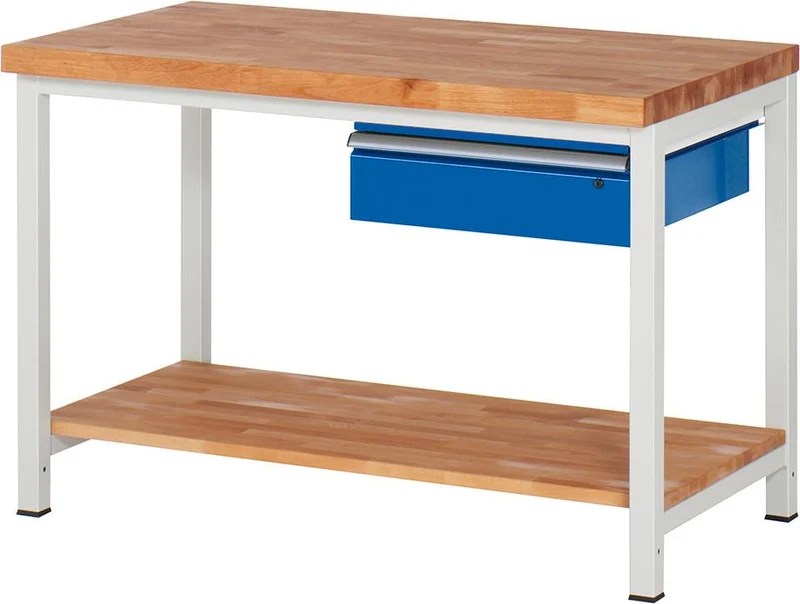 Établi RAU, L1250xP700 avec 1 tiroir 150 et plateau de rangement T557
