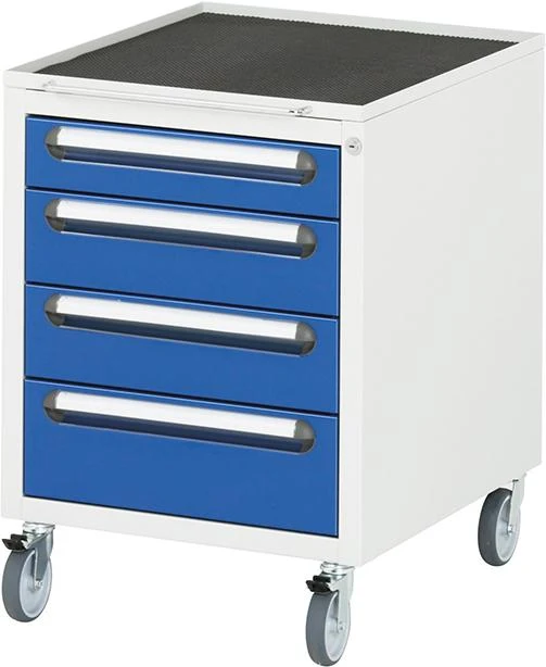 Roll-conteneur RAU, L480xP600xH690mm RAL 7035/5010 4 tiroirs