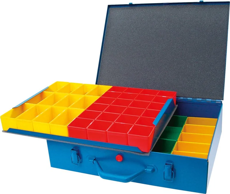 Coffret de rangement en métal NEUTRE, B440xP330xH100 mm avec 48 boîtes