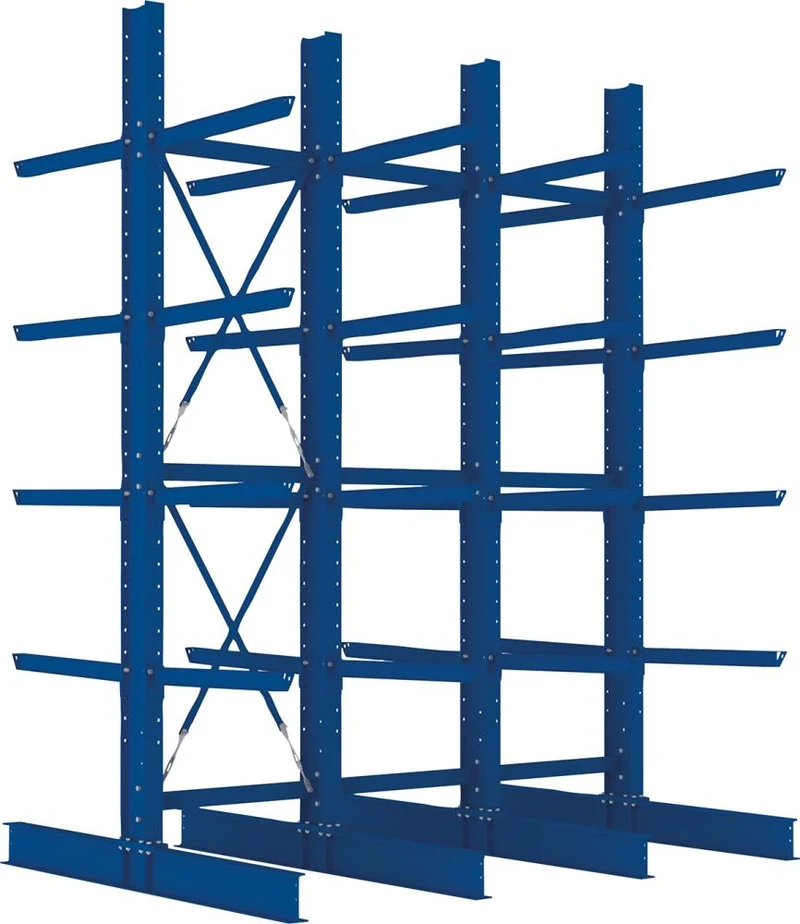 Rayonnage en porte-à-faux META REGALBAU, Heavy B3100xT2x1000xH4000 mm double face RAL 5010 5 niveaux Capacité de charge 2020kg
