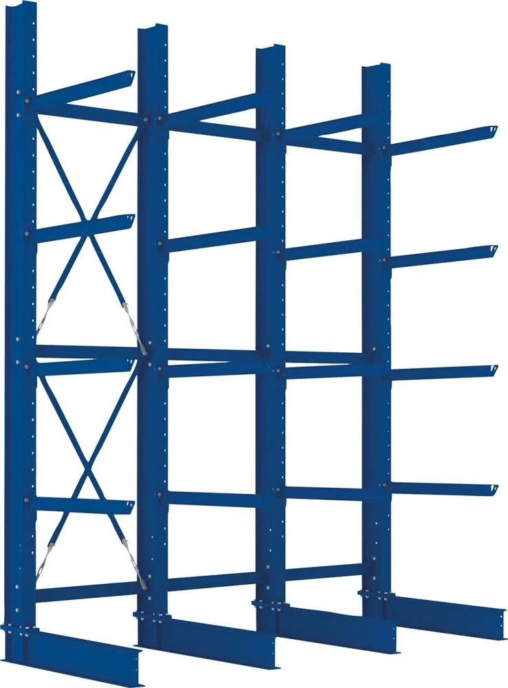 Rayonnage en porte-à-faux META REGALBAU, Heavy B3100xT1000xH4000 mm unilatéral RAL 5010 5 niveaux Capacité de charge 2020kg