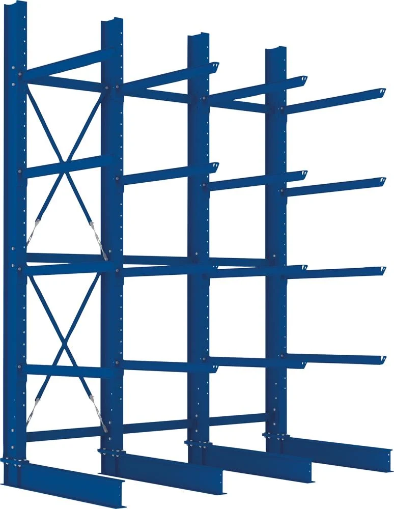 Rayonnage en porte-à-faux META REGALBAU, Heavy B3100xT1250xH4000 mm unilatéral RAL 5010 5 niveaux Capacité de charge 1600kg