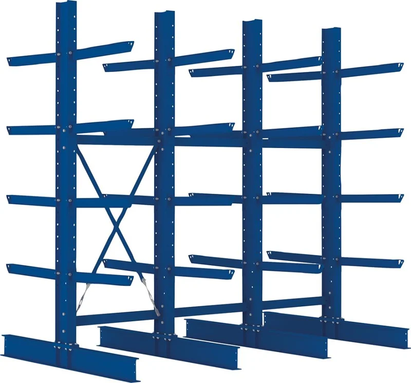 Rayonnage en porte-à-faux META REGALBAU, Heavy B3090xT2x800xH3000 mm double face RAL 5010 5 niveaux Capacité de charge 2520kg
