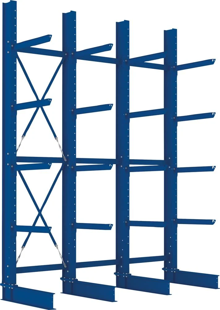 Rayonnage en porte-à-faux META REGALBAU, Heavy B3100xT800xH4000 mm unilatéral RAL 5010 5 niveaux Capacité de charge 2520kg