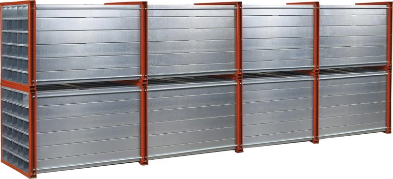 Rayonnage alvéolaire NEUTRE, RWR-16/6 1000x1000x6000 16 compartiments RAL 2004