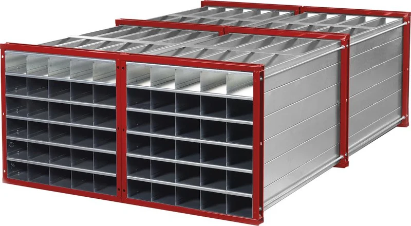 Rayonnage alvéolaire NEUTRE, RWR-16/3 1000x1000x3000 16 compartiments RAL 3000