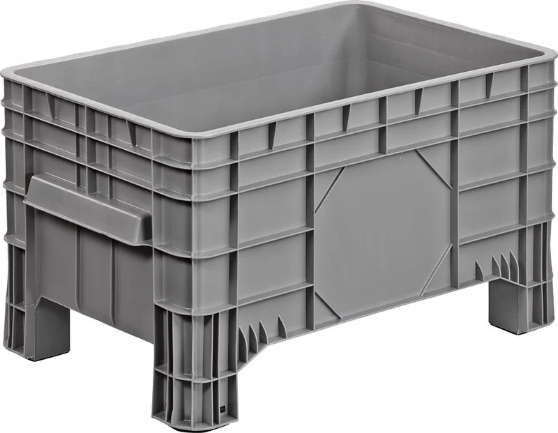 Grand conteneur NEUTRE, PE stationnaire L1040xP640xH590 mm gris Volume 285 l Fond/parois fermés