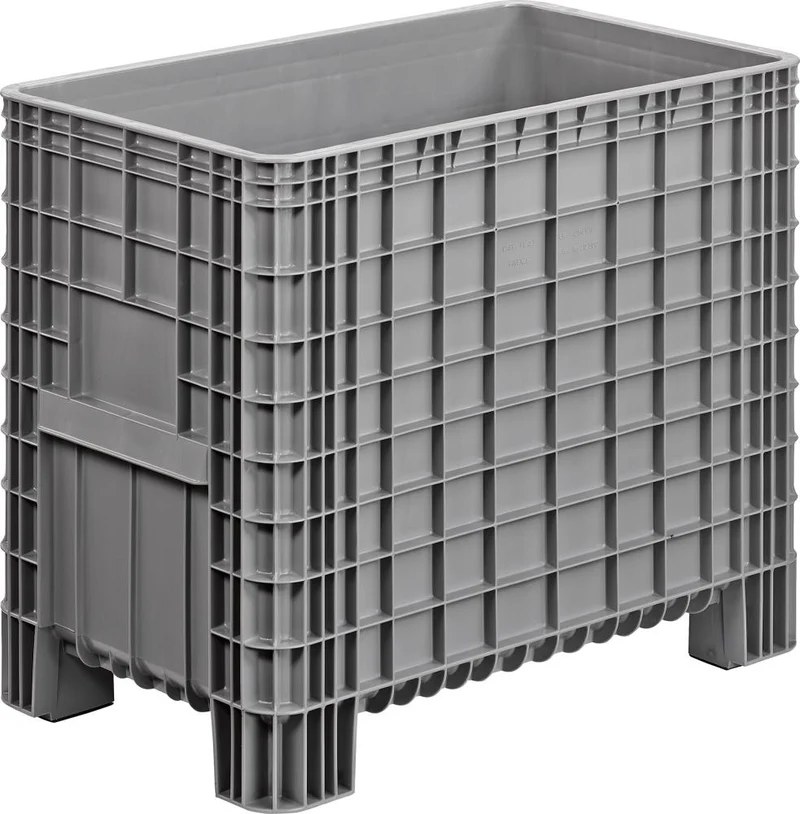 Grand conteneur NEUTRE, PE stationnaire L1030xP600xH840 mm gris Volume 400 l Fond/parois fermés