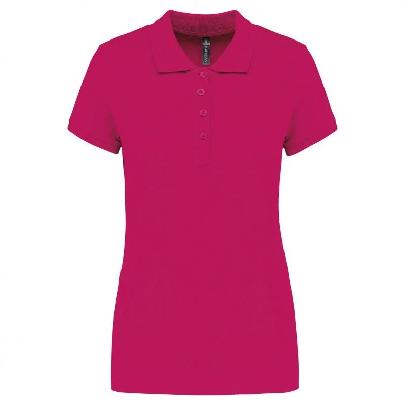 Polo de Travail Femme Coton Manches Courtes Fuchsia - KARIBAN