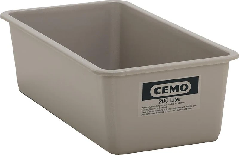 Récipient rectangulaire CEMO, 200 litres gris, plat