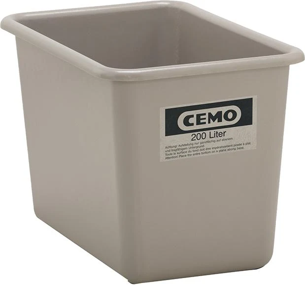 Conteneur rectangulaire CEMO, 200 litres gris, haut