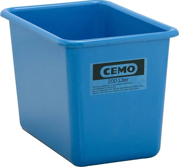 Conteneur rectangulaire CEMO, 200 litres bleu, haut