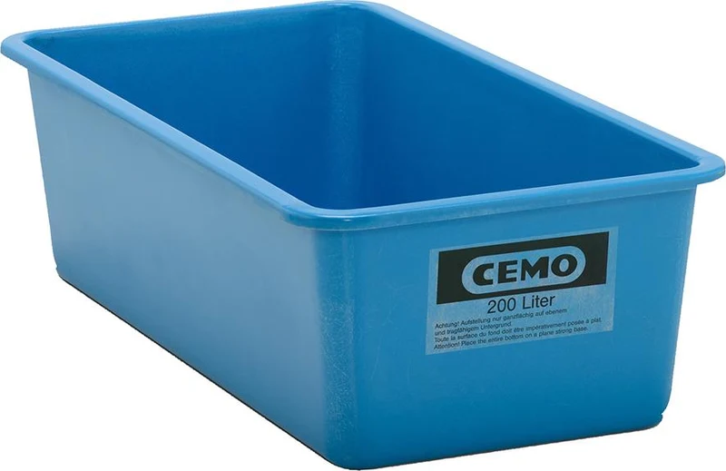 Conteneur rectangulaire CEMO, 200 litres bleu, plat