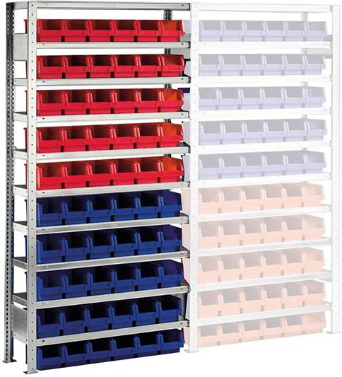 Rayonnage emboîtable META REGALBAU, Meta-CLIP L1000xP300xH2000 mm section de base 10 tablettes vzk charge tablette 100 kg 60 cartons