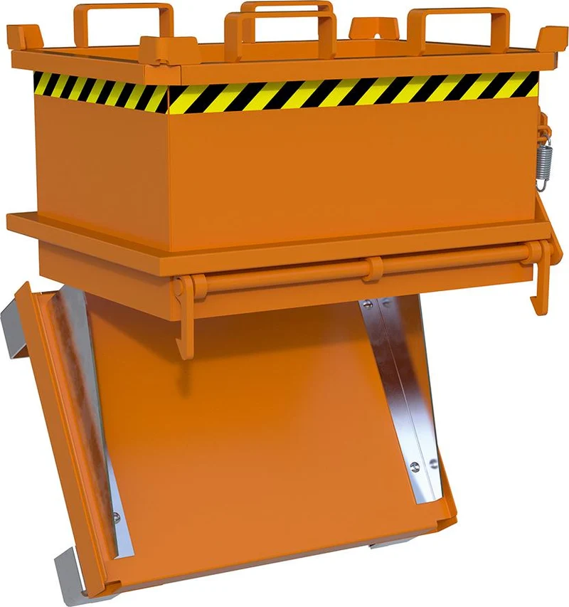 Mini-conteneur à fond basculant BAUER, MSB 150, peint, orange-jaune